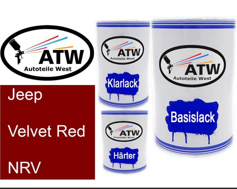 Jeep, Velvet Red, NRV: 500ml Lackdose + 500ml Klarlack + 250ml Härter - Set, von ATW Autoteile West.